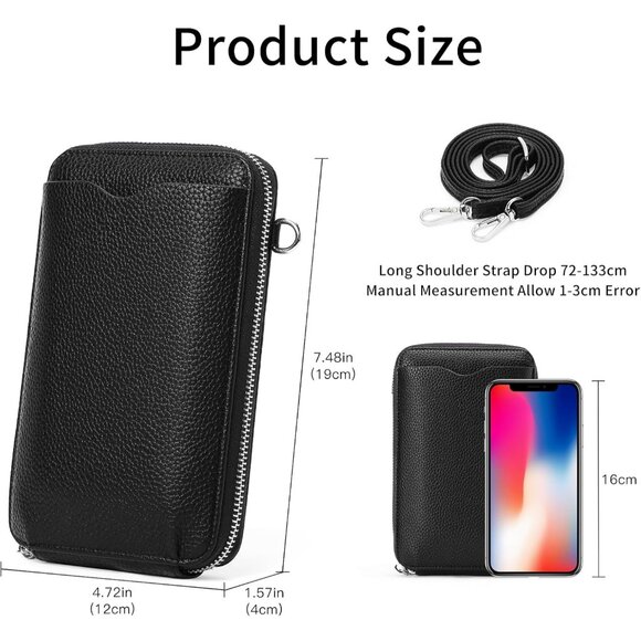 Small Leather Crossbody Bag Women RFID Wallet Purse Credit Card Slots Adjustable - Picture 2 of 6